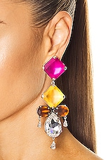 Saint Laurent Baroque Earrings in Argent Oxyde Fuchsia, view 2, click to view large image.