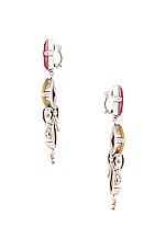 Saint Laurent Baroque Earrings in Argent Oxyde Fuchsia, view 3, click to view large image.