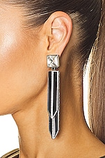 Saint Laurent Pear Rhinestone Earrings in Argent Oxyde, Crystal, & Nero, view 2, click to view large image.