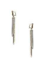 Saint Laurent Pear Rhinestone Earrings in Argent Oxyde, Crystal, & Nero, view 3, click to view large image.