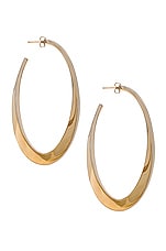 Saint Laurent Twist Hoop Earrings in Dore & Creme, view 3, click to view large image.