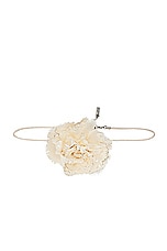 Saint Laurent Small Crumped Flower Necklace in Champagne, view 1, click to view large image.