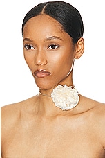 Saint Laurent Small Crumped Flower Necklace in Champagne, view 2, click to view large image.