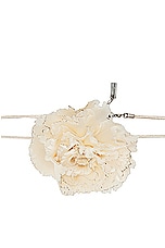 Saint Laurent Small Crumped Flower Necklace in Champagne, view 3, click to view large image.
