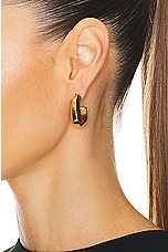 Saint Laurent Thick Hoop Earrings in Gold, view 2, click to view large image.