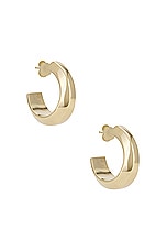 Saint Laurent Thick Hoop Earrings in Gold, view 3, click to view large image.