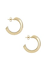 Saint Laurent Thick Hoop Earrings in Gold, view 4, click to view large image.