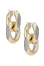 Saint Laurent YSL Duo Link Earrings in Dore & Palladium, view 3, click to view large image.