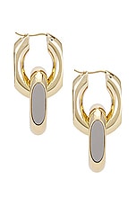Saint Laurent YSL Duo Link Earrings in Dore & Palladium, view 4, click to view large image.