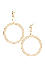 Saint Laurent YSL Hoop Earrings in Dore, view 1, click to view large image.