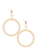 Saint Laurent YSL Hoop Earrings in Dore, view 4, click to view large image.
