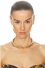Saint Laurent Smooth Tube Necklace in Gold, view 2, click to view large image.