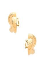 Saint Laurent Oversize Knot Earrings in Dore, view 3, click to view large image.
