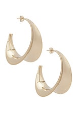 Saint Laurent Hoop Earrings in Pale Gold, view 1, click to view large image.