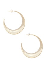 Saint Laurent Hoop Earrings in Pale Gold, view 3, click to view large image.