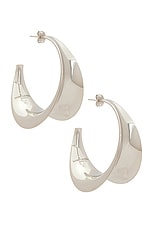Saint Laurent Hoop Earrings in Palladium, view 1, click to view large image.