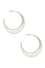 Saint Laurent Hoop Earrings in Palladium, view 3, click to view large image.