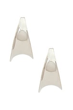 Saint Laurent Hoop Earrings in Palladium, view 4, click to view large image.