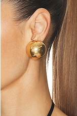 Saint Laurent Dome Earrings in Dore, view 2, click to view large image.
