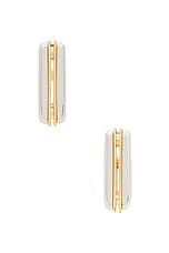 Saint Laurent Split Square Earrings in Palladium & Gold, view 4, click to view large image.