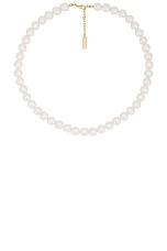 Saint Laurent Pearl Necklace in Dore & Creme, view 1, click to view large image.