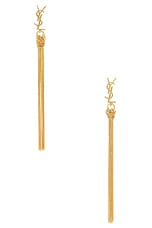 Saint Laurent Tassel Earrings in Dore, view 1, click to view large image.