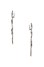 Saint Laurent YSL Earrings in Oxidized Silver & Crystal, view 3, click to view large image.