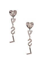 Saint Laurent YSL Earrings in Oxidized Silver & Crystal, view 4, click to view large image.