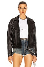 Saint Laurent Oversize Leather Jacket in Noir, view 1, click to view large image.