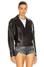Saint Laurent Oversize Leather Jacket in Noir, view 2, click to view large image.