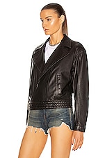 Saint Laurent Oversize Leather Jacket in Noir, view 4, click to view large image.