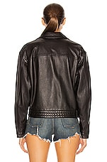 Saint Laurent Oversize Leather Jacket in Noir, view 5, click to view large image.