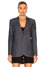 Saint Laurent Tailored Jacket in Deep Blue Marine, view 1, click to view large image.