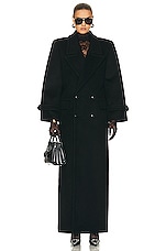 Saint Laurent Long Coat in Noir Profond, view 1, click to view large image.