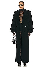 Saint Laurent Long Coat in Noir Profond, view 2, click to view large image.