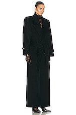 Saint Laurent Long Coat in Noir Profond, view 3, click to view large image.