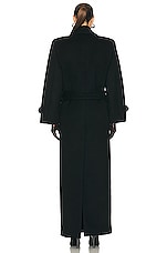 Saint Laurent Long Coat in Noir Profond, view 4, click to view large image.