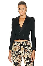 Saint Laurent Cropped Blazer in Nero, view 1, click to view large image.