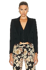 Saint Laurent Cropped Blazer in Nero, view 2, click to view large image.