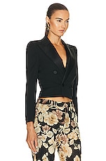 Saint Laurent Cropped Blazer in Nero, view 3, click to view large image.