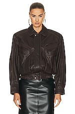 Saint Laurent Aviator Jacket in Marron Fonce, view 1, click to view large image.