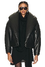 Saint Laurent Leather Coat in Noir, view 1, click to view large image.