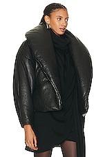 Saint Laurent Leather Coat in Noir, view 2, click to view large image.