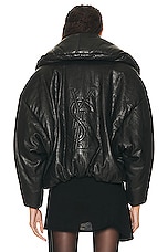 Saint Laurent Leather Coat in Noir, view 3, click to view large image.