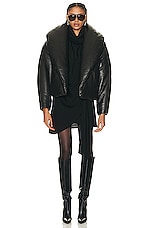 Saint Laurent Leather Coat in Noir, view 4, click to view large image.