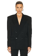 Saint Laurent Double Breast Blazer in Noir, view 1, click to view large image.