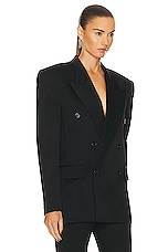 Saint Laurent Double Breast Blazer in Noir, view 2, click to view large image.