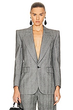 Saint Laurent Tailored Blazer in Noir Craie, view 1, click to view large image.