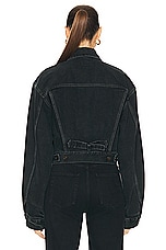 Saint Laurent Neo 80's Denim Jacket in Dark Blue Black, view 3, click to view large image.