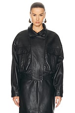 Saint Laurent Leather Bomber Jacket in Noir, view 2, click to view large image.